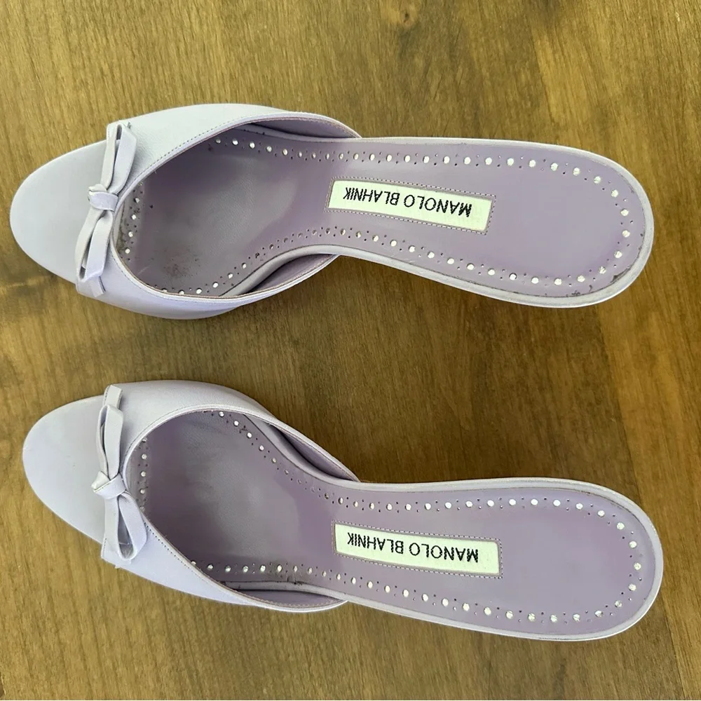 Manolo Blahnik Lavender Open-Toe Heels EU 39 - Picture 3 of 5